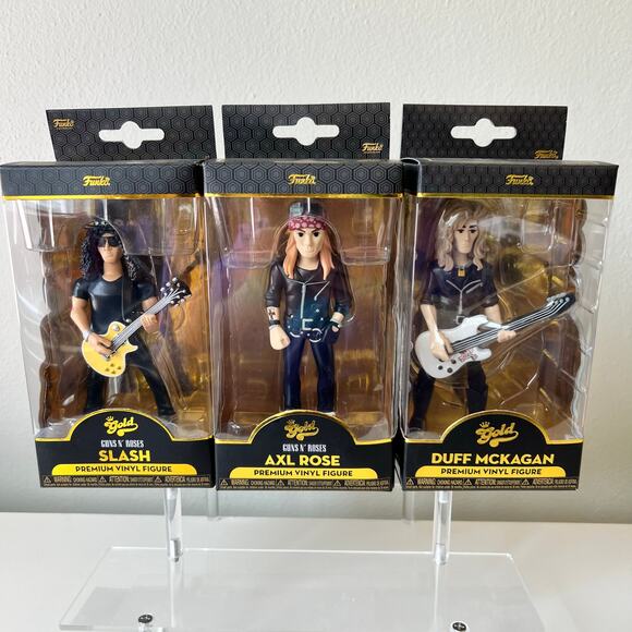 GUNS N' ROSES 3 Piece Funko GOLD Set Slash Axl Rose Duff McKagan - Picture 1 of 5